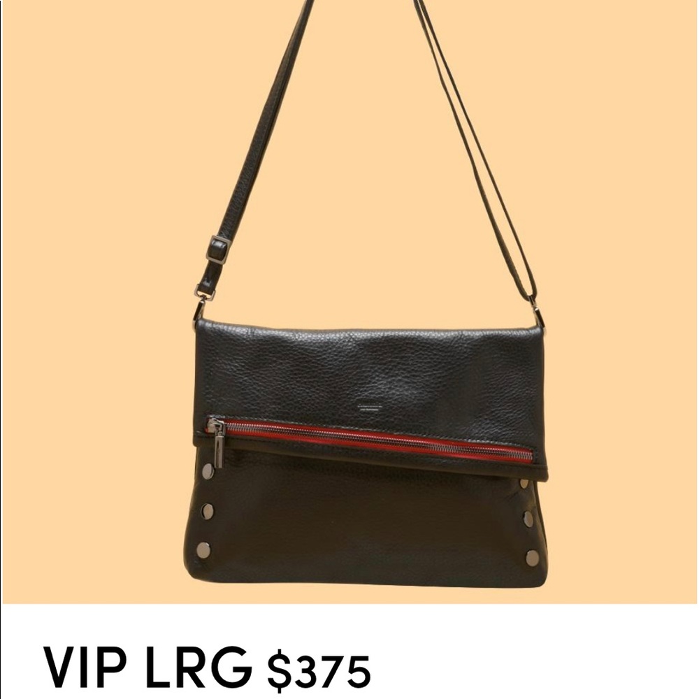 Hammitt VIP Large Crossbody. Black/Gunmetal